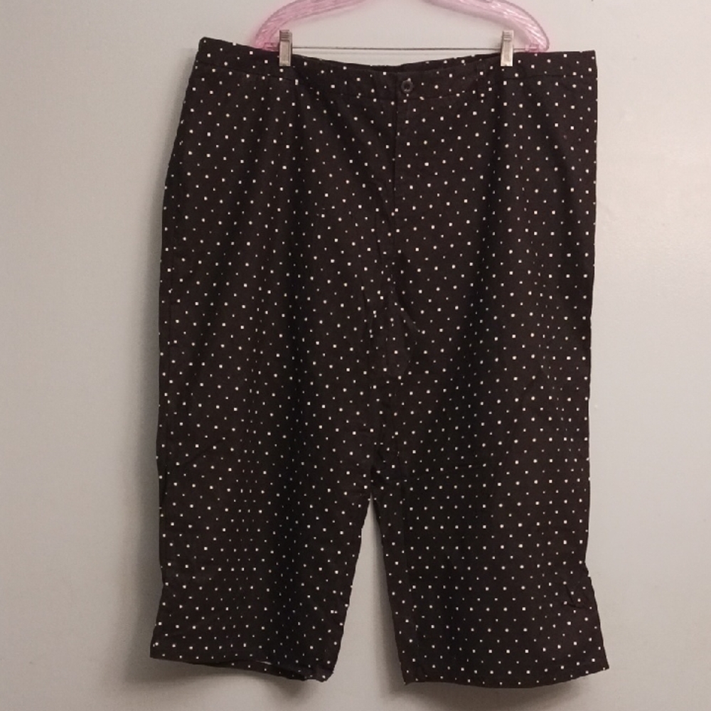 Jessica London size 24W women's black and white Polkdot wide-leg ankle pants.